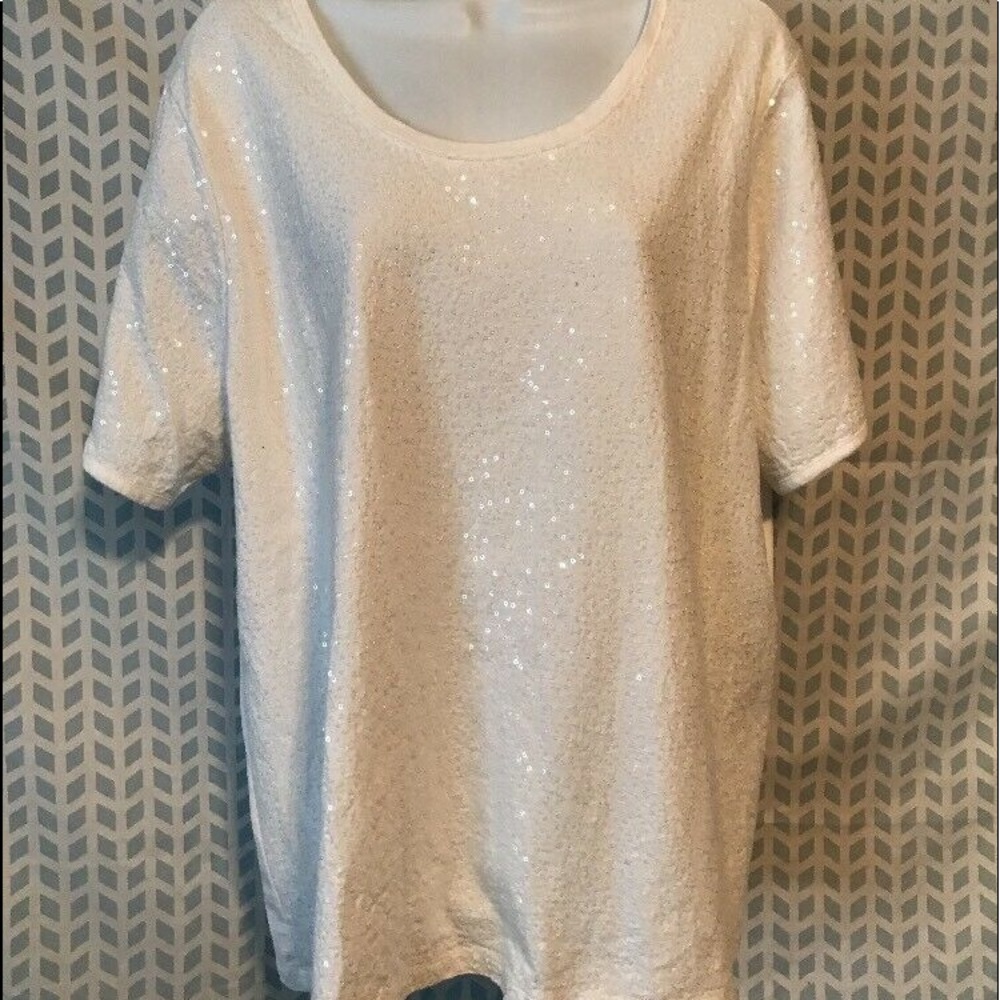 CJ Banks Embroidered with clear sequins Tee
